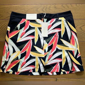 Lady Hagen Womens Athletic Golf Skort‎ Traditional 17" Retro Leaf Dark Navy NWT